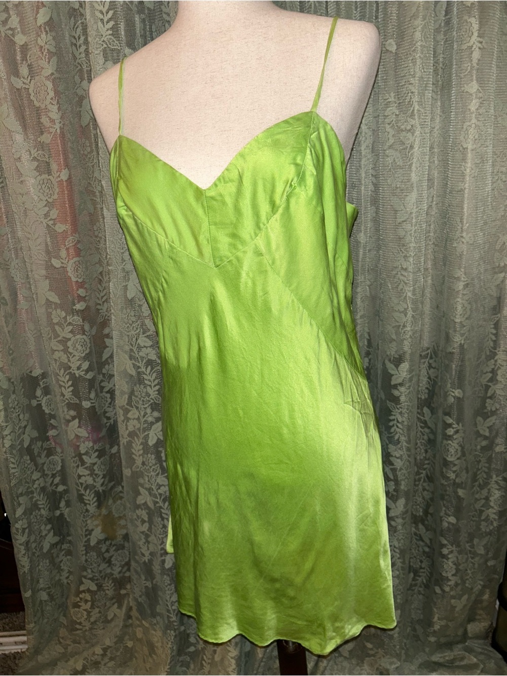 100% Silk Victorias Secret Lime Green Slip Dress